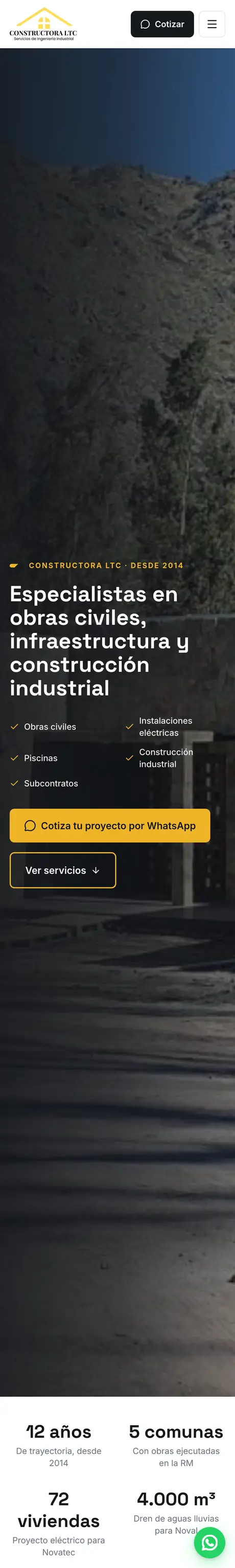 Sitio de Constructora LTC, hecho por RayoWeb