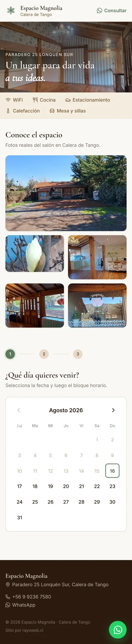 Sitio de Espacio Magnolia, hecho por RayoWeb