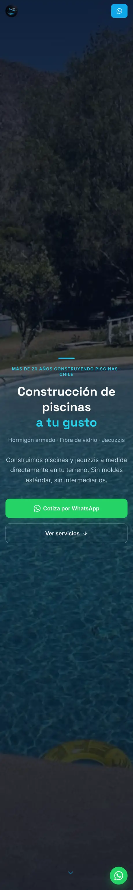 Sitio de Master en Piscinas, hecho por RayoWeb