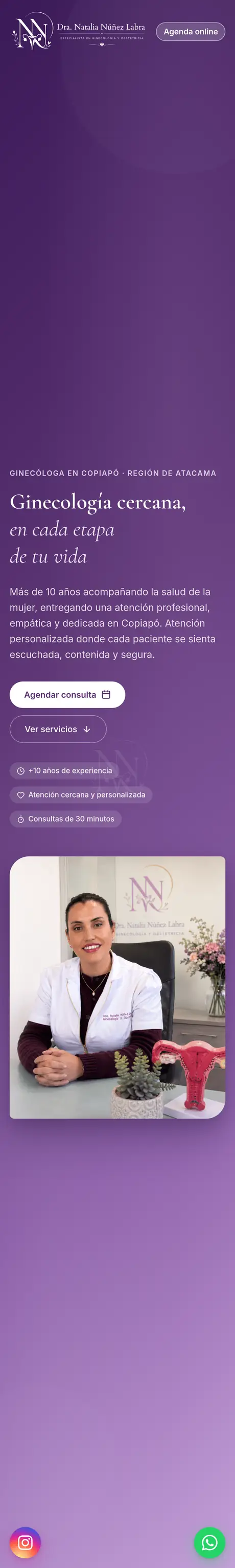 Sitio de Dra. Natalia Núñez Labra, hecho por RayoWeb