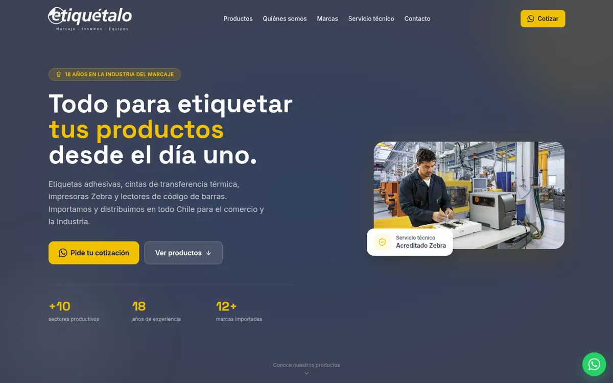 Página de inicio de Etiquétalo, sitio hecho por RayoWeb
