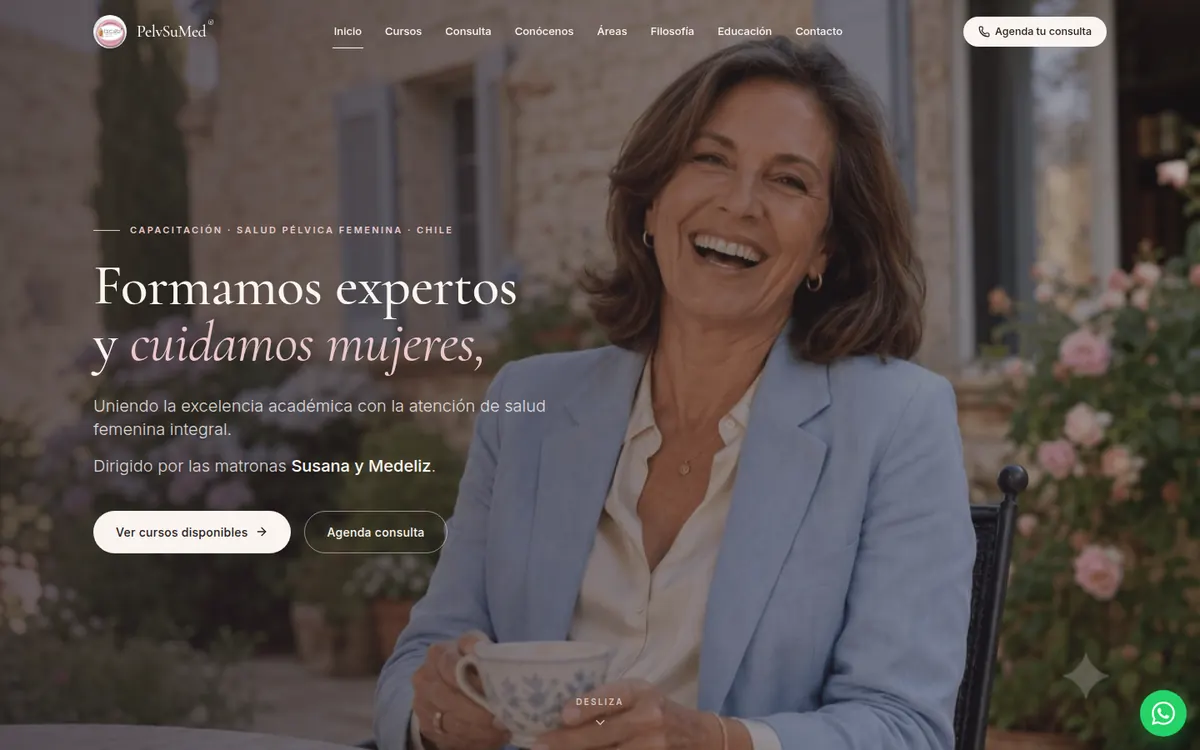 Sitio de PelvSuMed hecho por RayoWeb, página de inicio