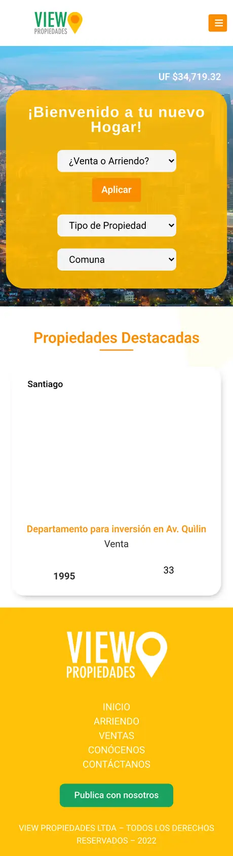Sitio de View Propiedades, hecho por RayoWeb
